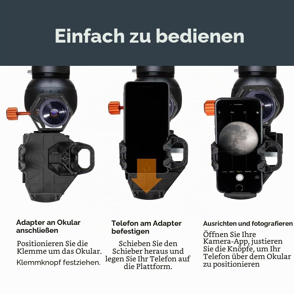 Celestron 81036 NexGO 2-Axis Universal Digiscoping and Astroimaging Smartphone Adapter - Connects Your Smartphone Camera to an Optic Eyepiece to Capture Images and Video, Black