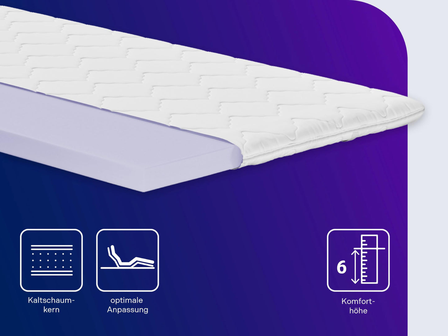 Dream night viscoelastic mattress topper 90x200 cm | Memory foam for optimal body adaptation | Pressure-relieving & ergonomic | Oeko-Tex Standard 100 certified | German quality standard - 3897204159