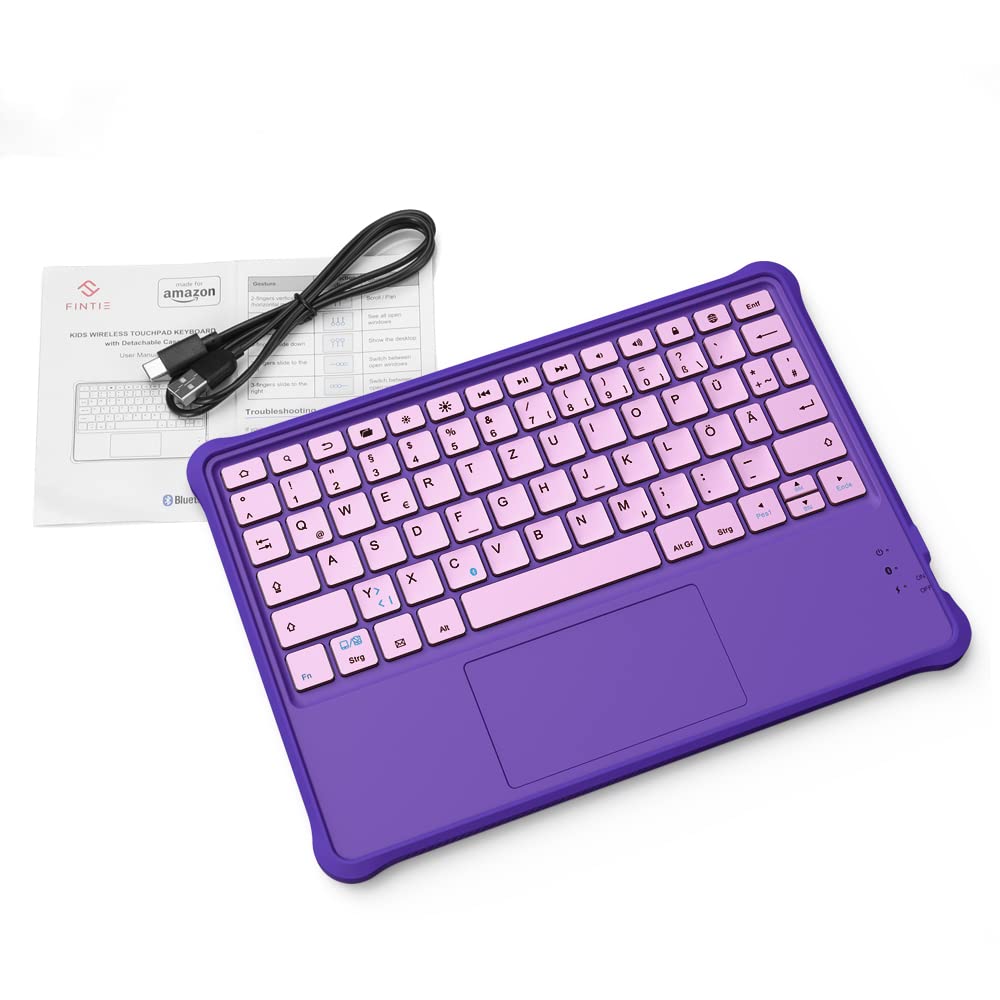 Made for Amazon Kids Purple Wireless Bluetooth Keyboard for Fire HD 10 Kids and Kids Pro Tablets - KAW0006