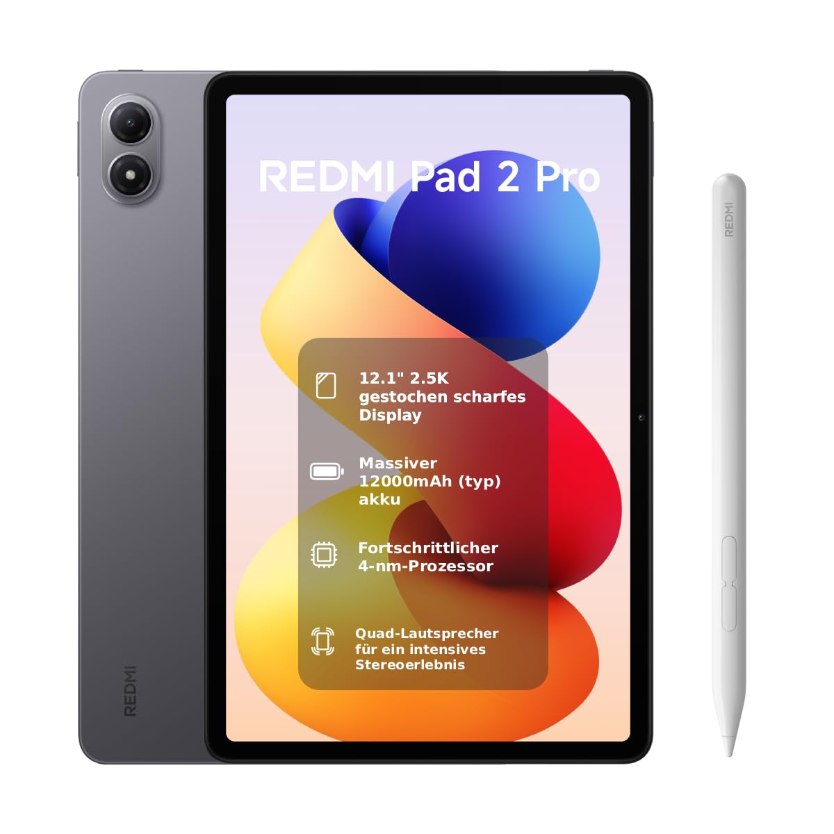 XIAOMI REDMI 2 Pro+Pen, 6+128GB,12.1", Huge 12,000mAh, Graphite Gray