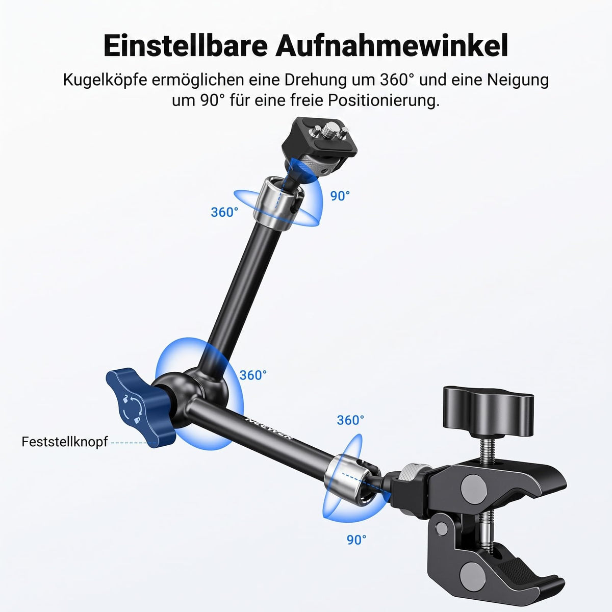 NEEWER 11" Articulating Magic Arm Clamp Mount with Super Clamp, ST16C