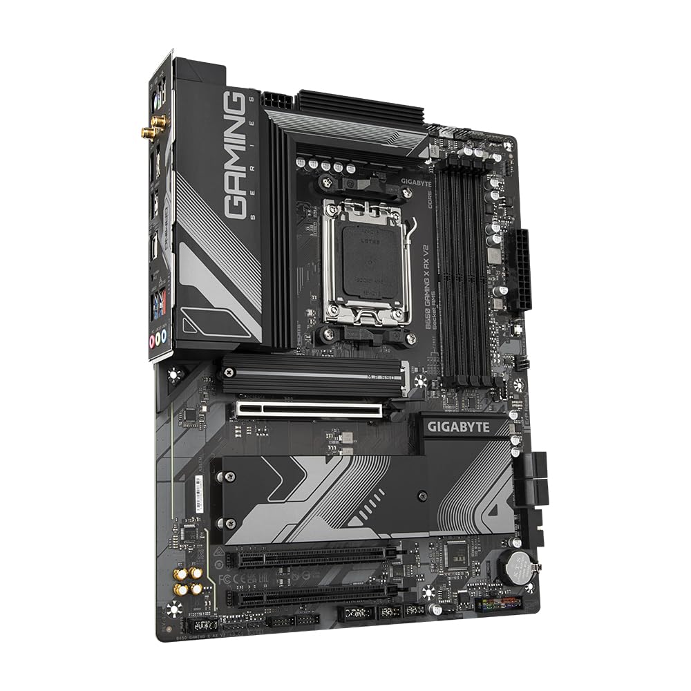 GIGABYTE B650 Gaming X AX V2 Mainboard - AMD Ryzen 9000 series, 8+2+2 phase VRM, up to 8000 MHz DDR5 (OC), 1x PCIe 5.0 + 2x PCIe 4.0 M.2, 2.5 GbE LAN, WiFi 6E, USB 3.2 Gen 2