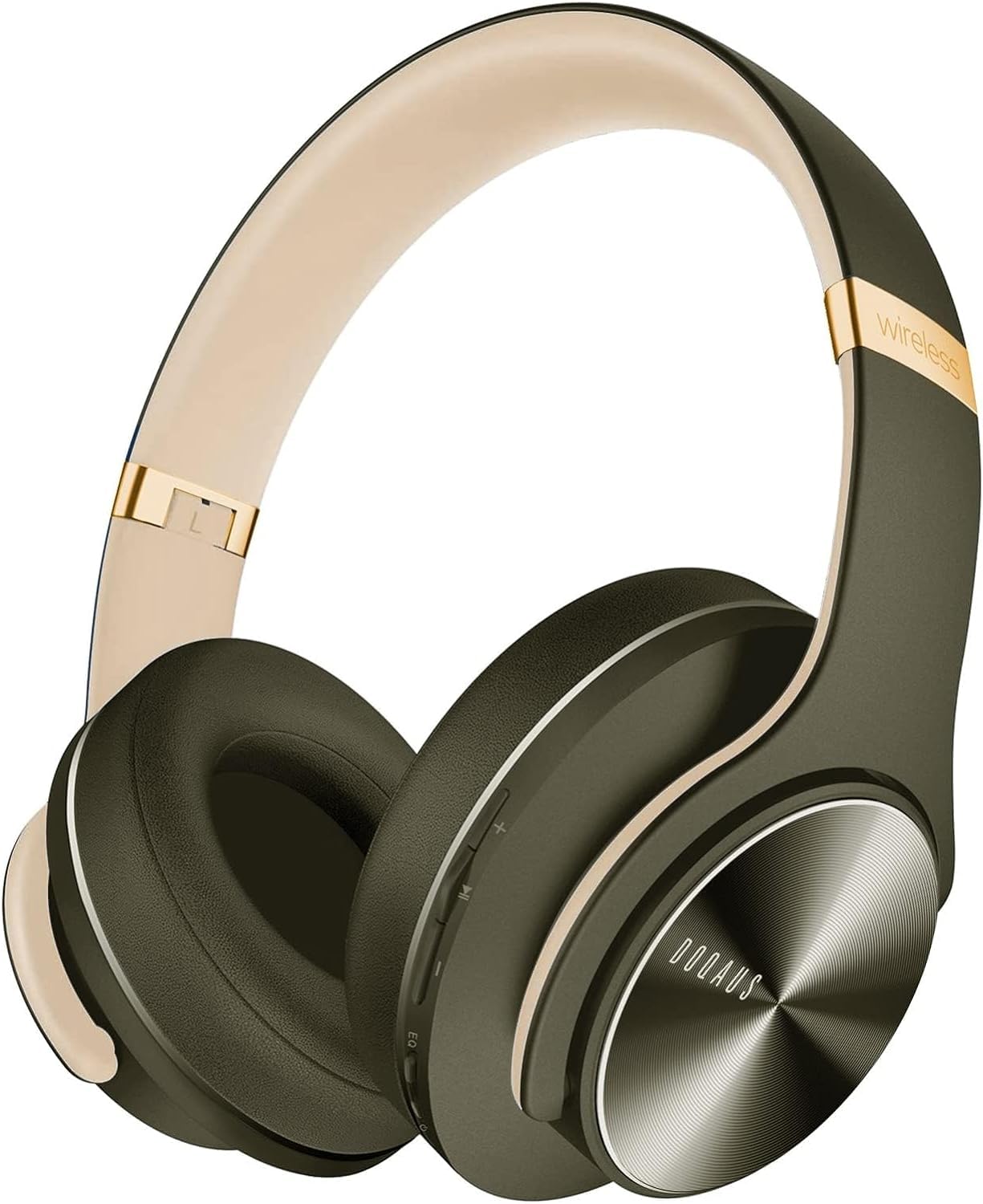 DOQAUS Bluetooth Headphones Over Ear, Up to 90 Hours Wireless Headphones with 3 EQ Modes, HiFi Stereo Foldable Headset with Microphone, Soft Ear Pads for Travel/Office/Cell Phone/PC/Laptops-Green - Care1
