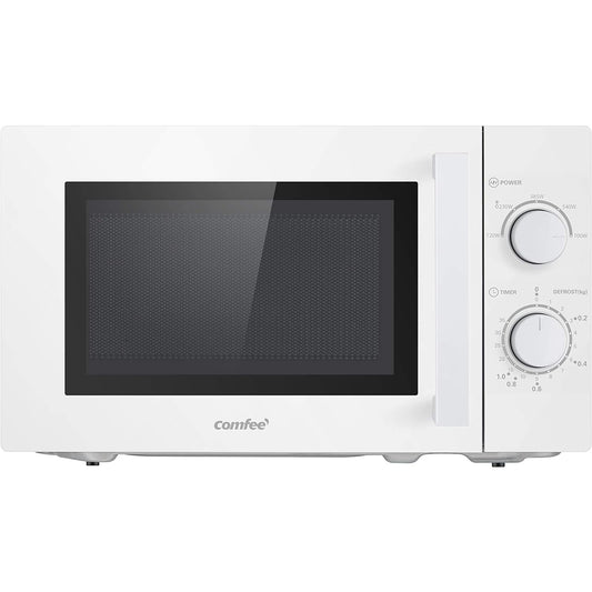 Comfee CMSN 20 wh microwave / solo microwave with 5 power levels / interior lighting / easy defrost / 360° turntable / two rotary controls / 20L / 700W / white, mechanical