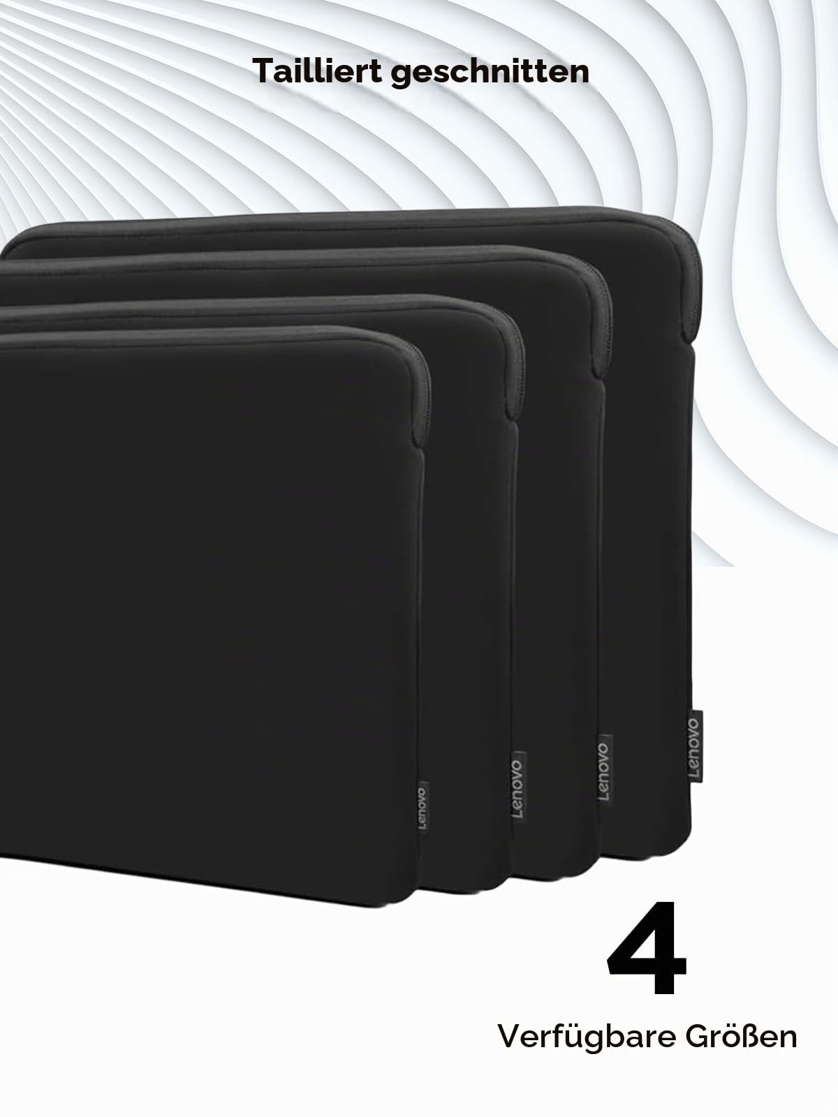 Lenovo Basic Laptop Sleeve for 39.6 cm (15.6 inch) Notebook/Tablet, compatible with MacBook Air/Pro, neoprene material, soft fleece lining, top zipper, black - GX41K07564