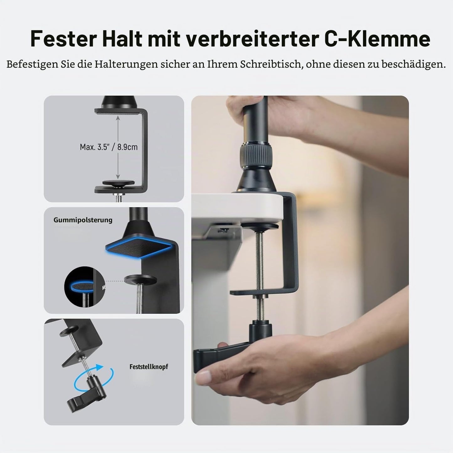 NEEWER Overhead Camera Mount Table Mount with Dual Ball Head Super Clamp/Mobile Phone Holder/C Clamp for Desktop Recording from Top to Bottom, Metal Multi Device Mounting Platform for Photography, NK003