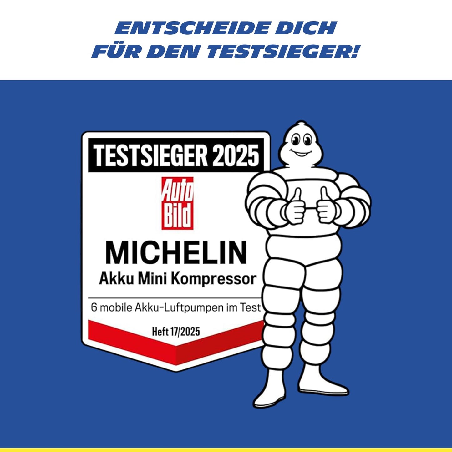 MICHELIN Air Power Mini 1 Li-ion battery mini compressor wireless - electric air pump 9.9 bar with digital display, auto stop & LED for cars, bicycles, e-bikes and motorcycles - 009528