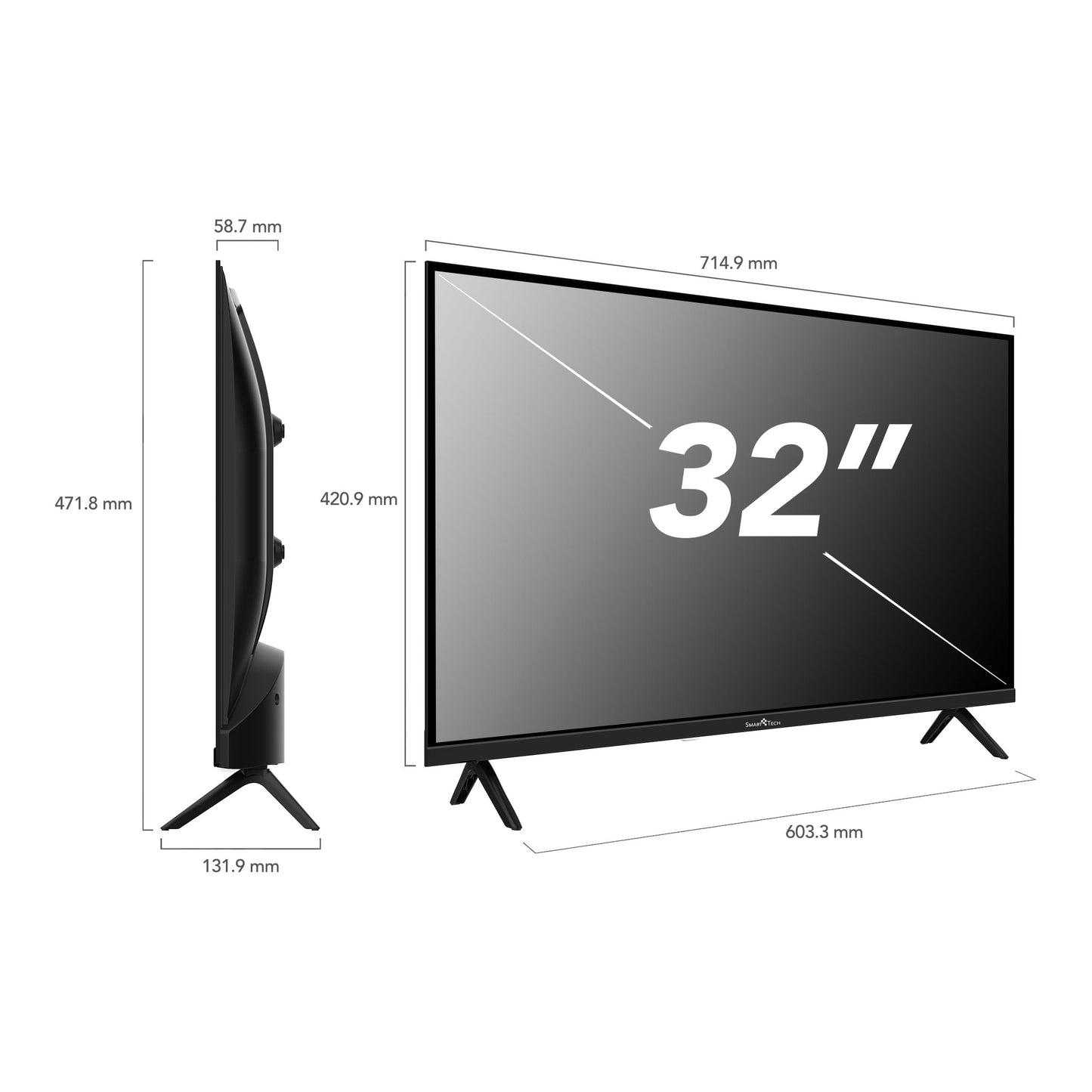 Smart Tech 32HH01K, 32 inch (80 cm), HD LED TV, Netflix, YouTube, Prime Video, Whale TV