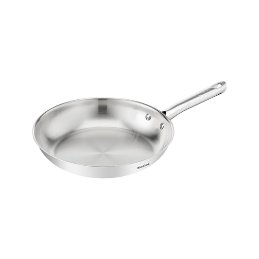 Tefal Duetto On tigaie pentru prăjit 20 cm, neacoperită, cu un fund de difuzie a căldurii gros, mâner confortabil, durabil, potrivită pentru toate tipurile de plite, oțel inoxidabil, B8660234