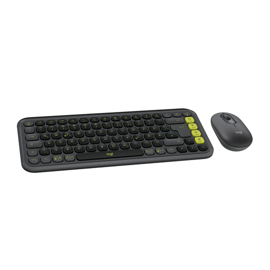 Logitech POP ICON Combo, Bluetooth keyboard and mouse set, comfortable typing, programmable buttons, quiet clicks, easy switch for up to 3 devices, QWERTZ DEU - graphite - 920-013106