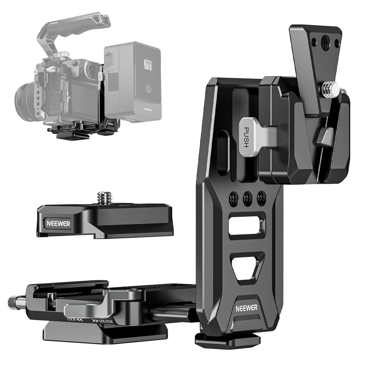 NEEWER V Mount Battery Plate with NATO Rails, Arca Type Base Plate for RS4 Pro RS3 Pro Gimbal Modular DSLR Camera Video Rig, compatible with SmallRig V Lock Battery Camera Cage, PS016