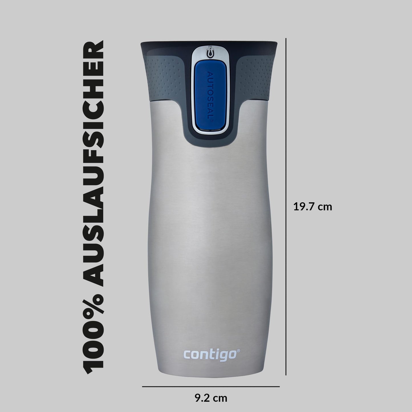 Contigo thermo mug West Loop Autoseal, stainless steel insulated mug, travel mug, coffee mug to go, leak-proof, 100% leak-proof, keeps hot for up to 5 hours/cold for 12 hours, 470 ml, BPA free, stainless steel - 2095832