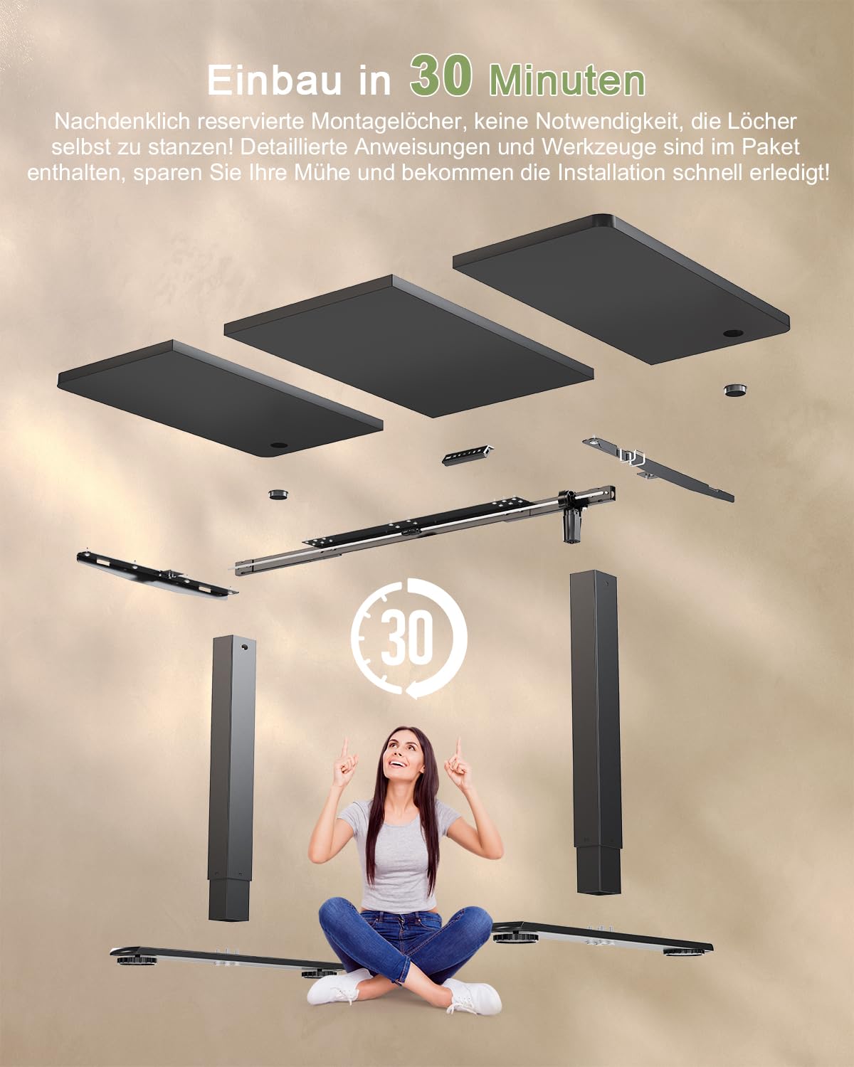 JUMMICO Birou reglabil pe înălțime cu port de încărcare USB, birou reglabil electric pe înălțime 160 x 70 cm, masă stand-sit, birou standing, masă de calculator reglabilă, birou standing, negru - 0403