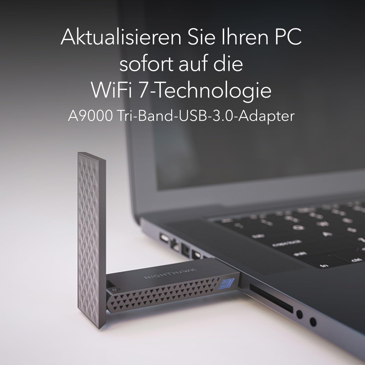 NETGEAR Nighthawk WiFi 7 USB 3.0-Adapter (A9000) – BE6000 Tri-Band Wireless Gigabit Speed (până la 6 Gbit/s) Funcționează cu orice router sau sistem Mesh WiFi 7 sau 6 6E – Pentru PC-uri cu Windows - A9000-100PES