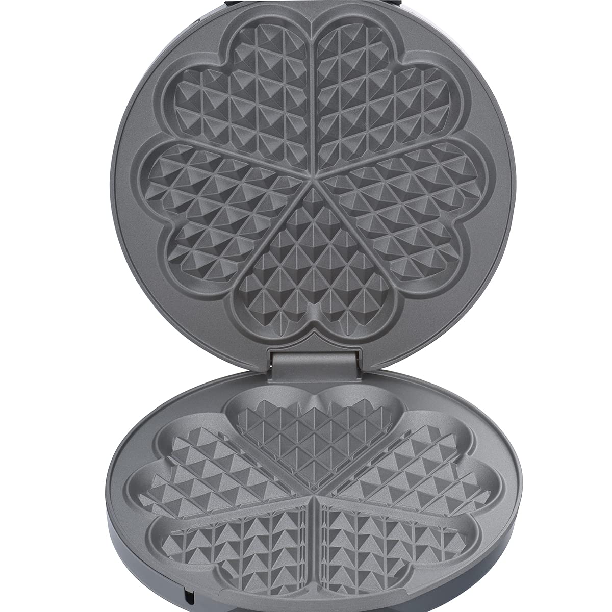 Cloer 1625 waffle iron for classic heart waffles, 930 W, waffle size 15.5 cm, continuously selectable browning level, practical stand function, metal, gray