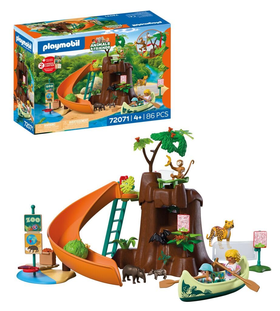PLAYMOBIL | Animals & Friends | Zoo Jungle Adventure | Large jungle tree with canoe and sling blade | Children's toys from 4 years | 72071