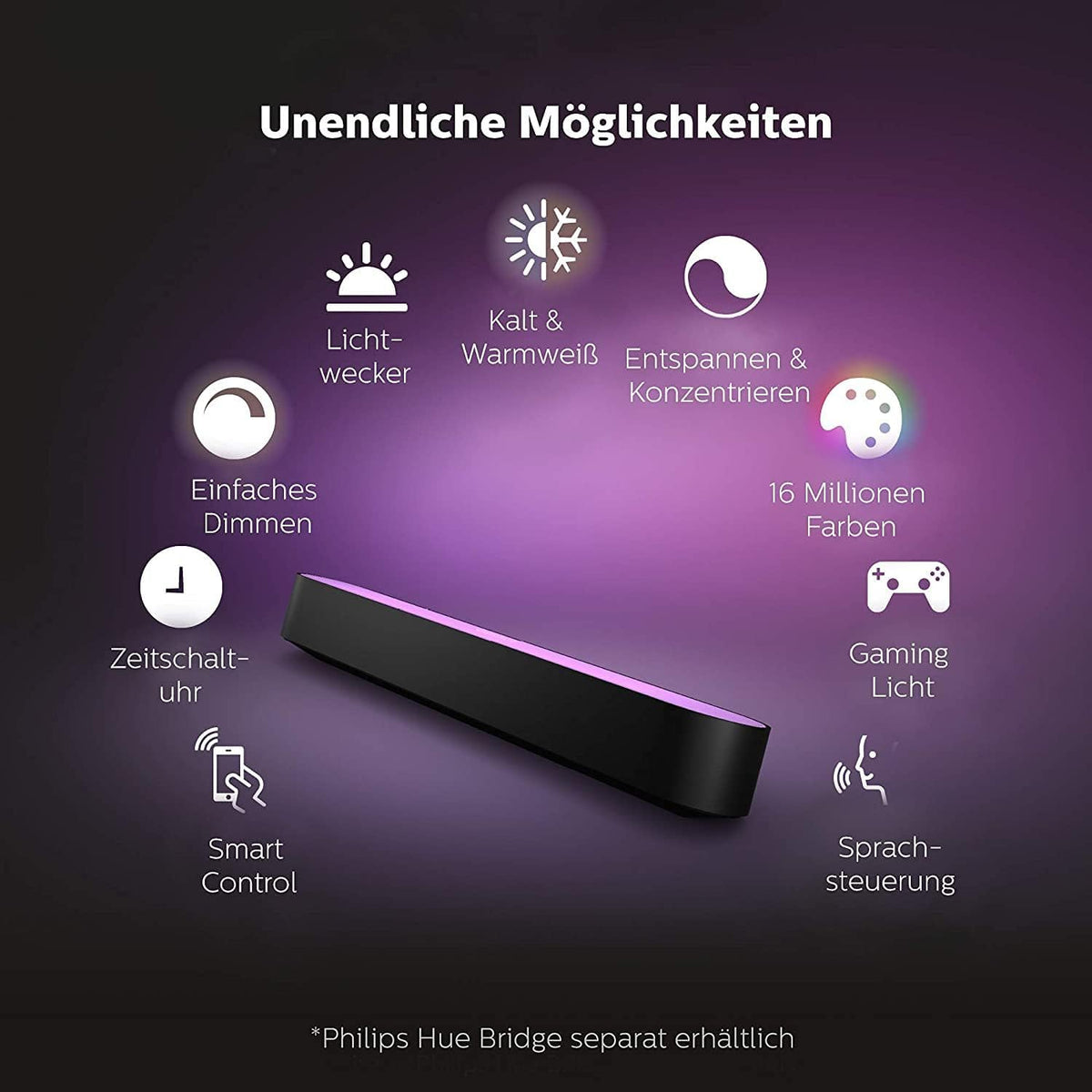 Philips Hue Play Lightbar, Base Set, Ambient Lighting, Black - 915005733701