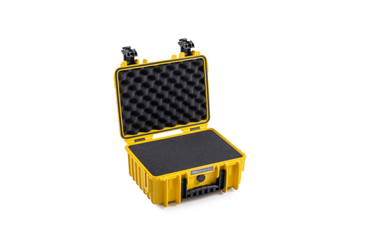 B&W International multi-purpose case Outdoor 3000 (PP.117) yellow - with cube foam - waterproof (IP67), dustproof, impact-resistant, extremely robust - 3000/Y/SI