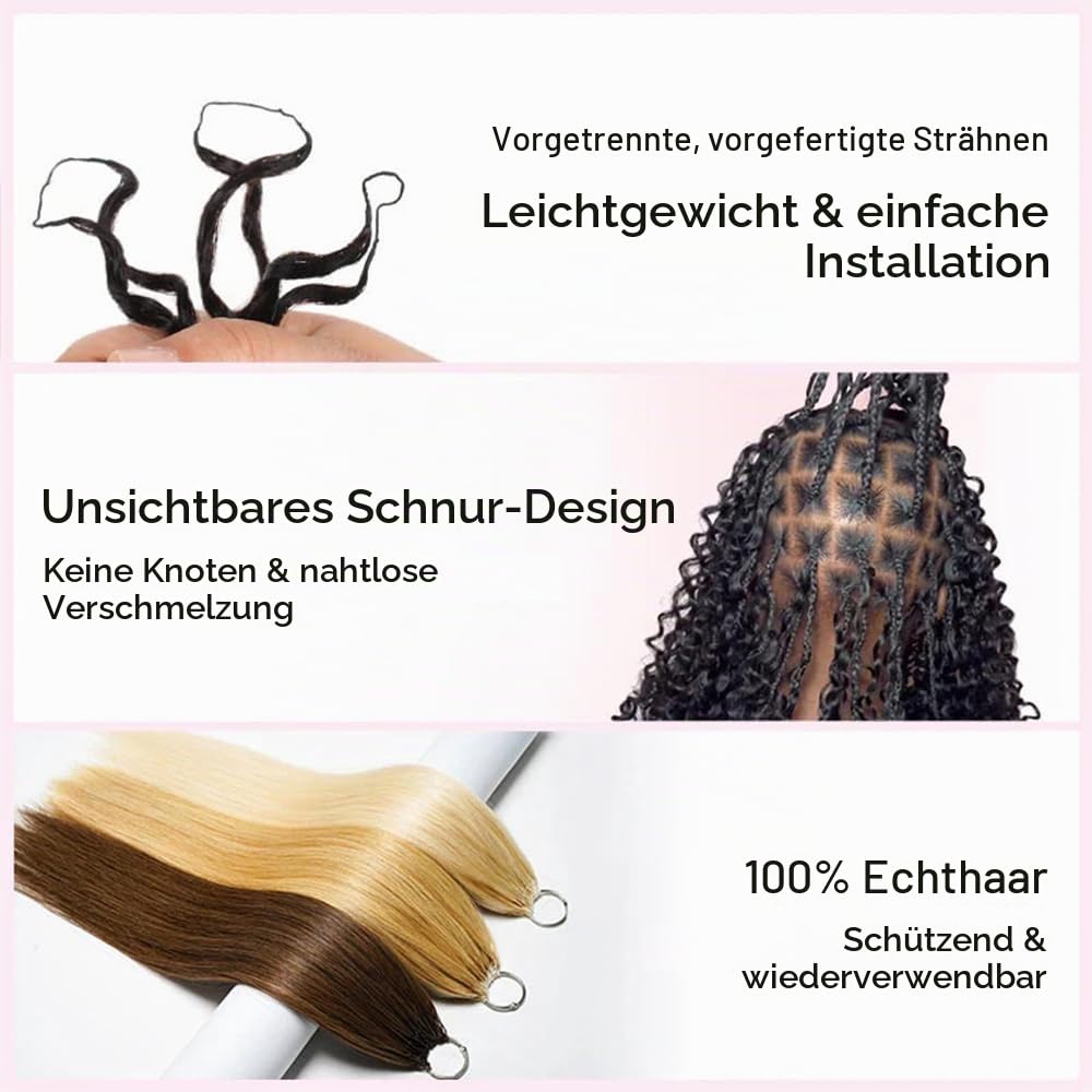 QVR Pro Pre Separated Water Wave Feather Crochet Păr Uman Bulk Pre Looped și Ușor Knotless Invisiable Knot Cu Sârmă Culoare Maro Închis 45 cm 56 Gram/Pachet