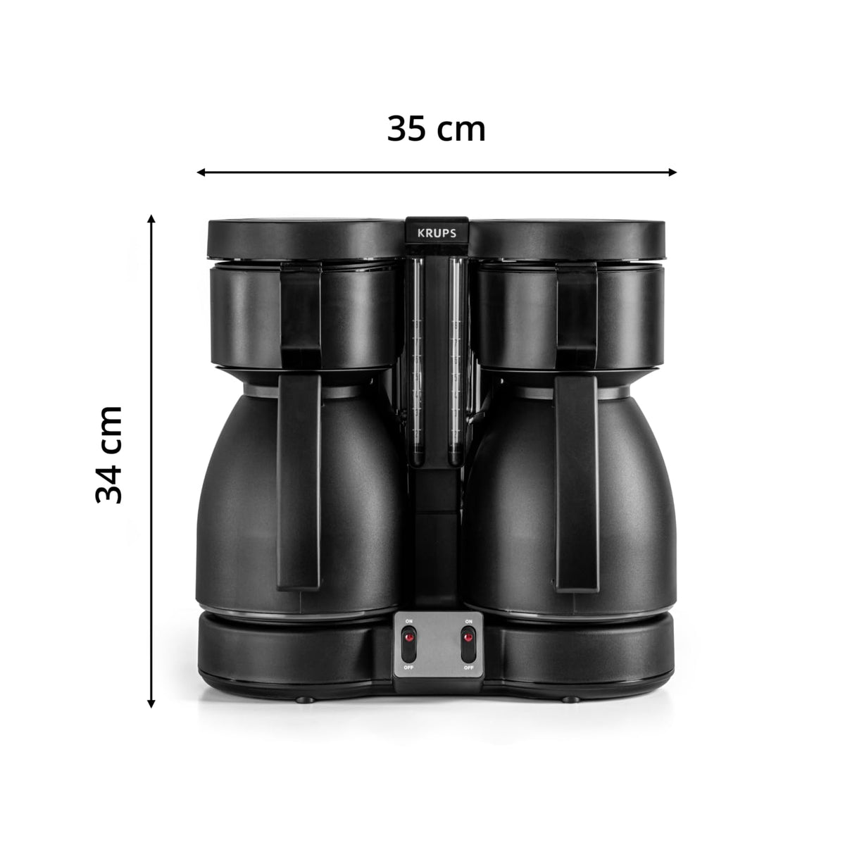KRUPS Duothek Thermo Filtru de cafea, două carafe izolate separate și procese de preparare, performanță de izolare foarte bună, comutator de pornire și oprire cu lumini de control, 2 x 8 cești, Negru, KT8501
