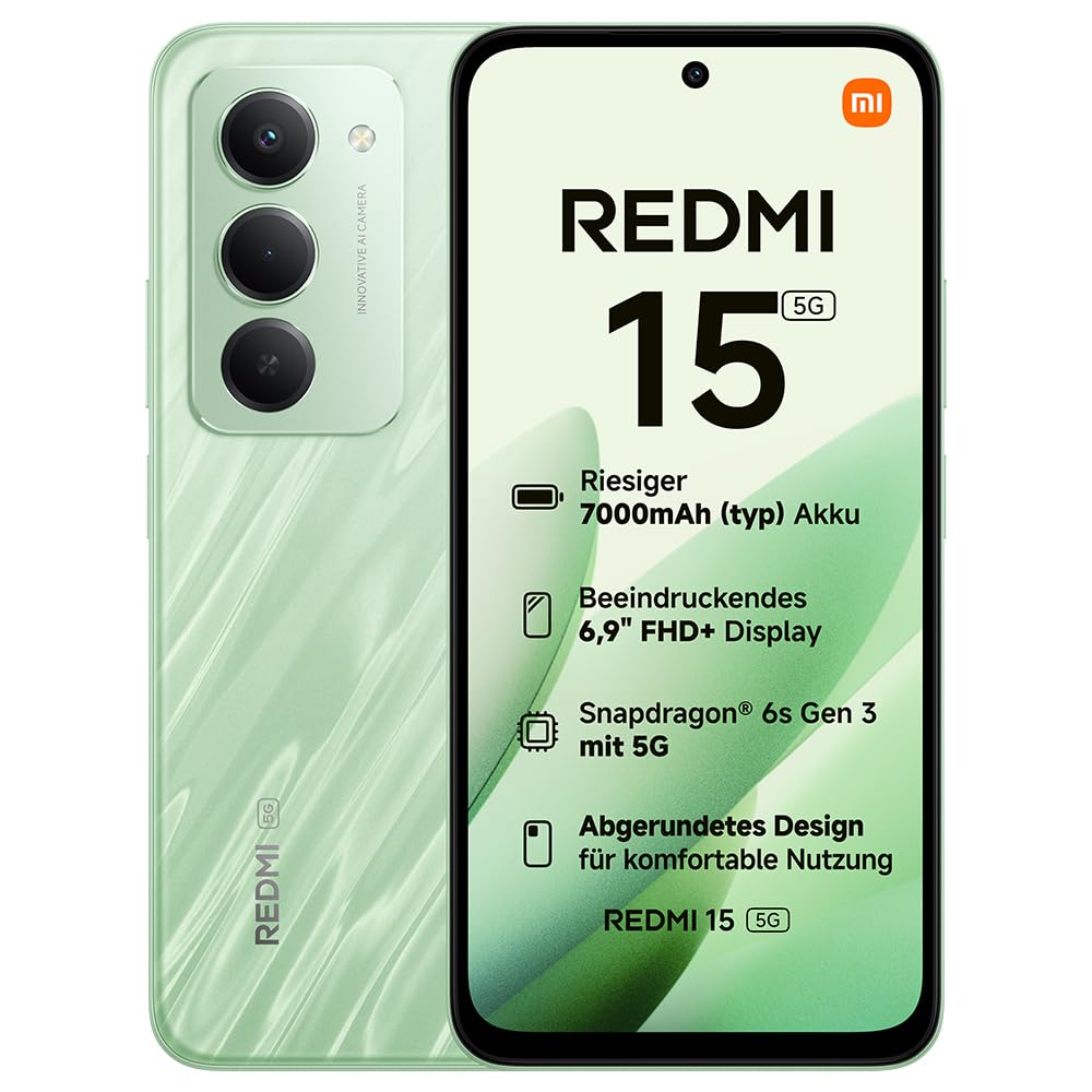 XIAOMI REDMI 15 5G smartphone, 8+256GB, 50MP camera, 7000mAh battery, green - MZB0M8KEU
