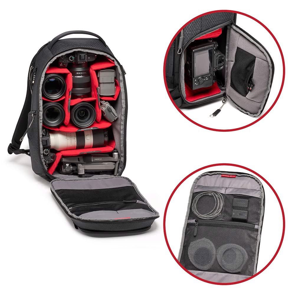 Manfrotto PRO Light Frontloader M, Professional Camera Backpack, Side and Front Access, Tripod Mount, Padded Backpack with Interchangeable Dividers, Black - MB