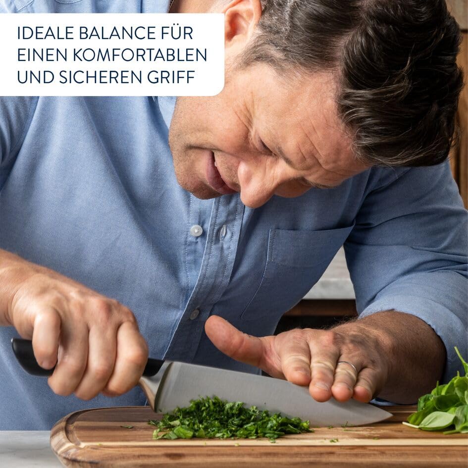 Tefal Jamie Oliver Bread Knife 20 cm, high cutting performance, distinctive design, durable and long-lasting blades, kitchen knife stainless steel, black, K26703 - K2670355