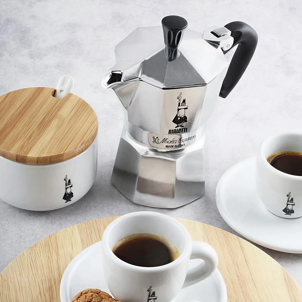 Bialetti Moka Express Iconic Stovetop Espresso Machine, Aluminum, 270ml, Silver/Black - 6800