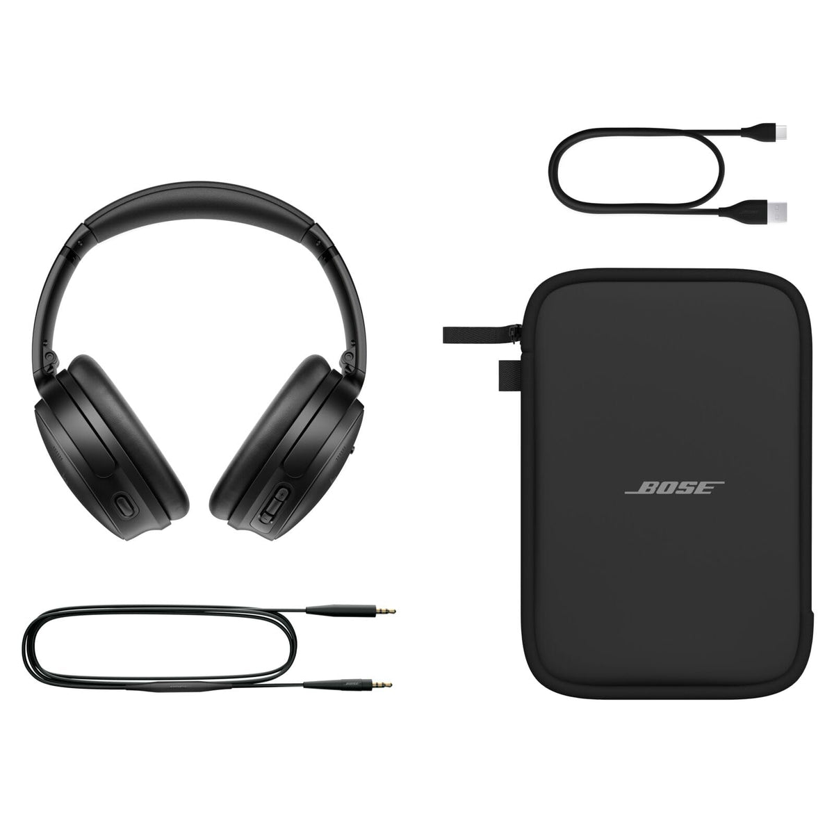 Bose QuietComfort SC Wireless Headphones with Microphone and Noise-Cancelling, Bluetooth Over-Ear Headphones with Noise-Cancelling, up to 24 hours battery life, with Soft Case, Black - 884367-0900