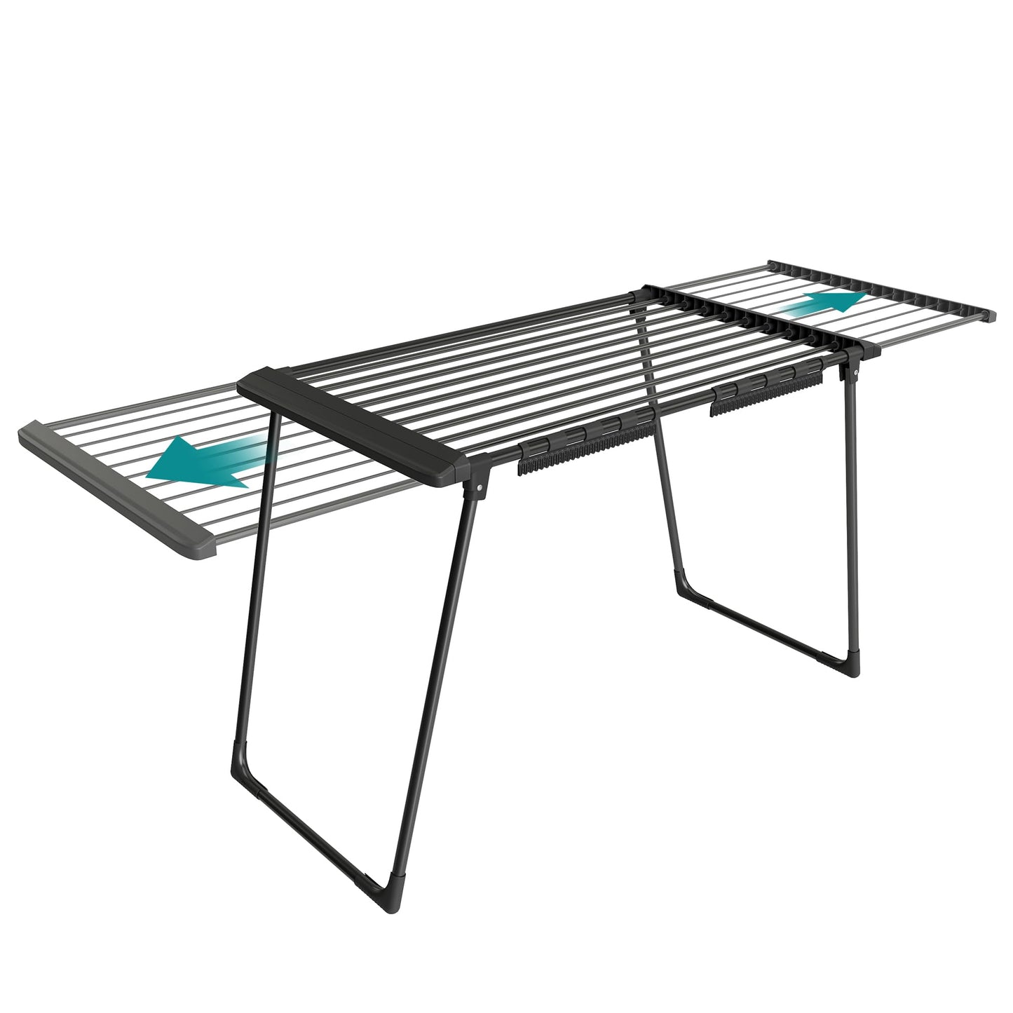 SONGMICS clothes airer, floor dryer, extendable wings, wing clothes airer, 22 m drying area, wing clothes dryer with sock holder, foldable, ink black LLR522BH01