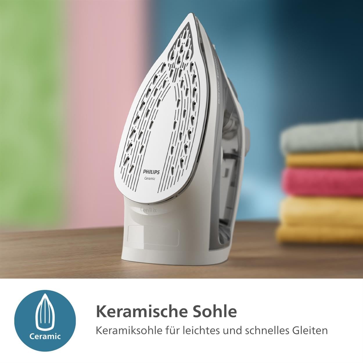 Philips 2000 series steam iron - Up to 25 g/min continuous steam. 2000W. 250ml water tank. Fast de-creasing. 4 steam levels. Ceramic sole. Light weight for easy ironing. Gray (DST2020/80)