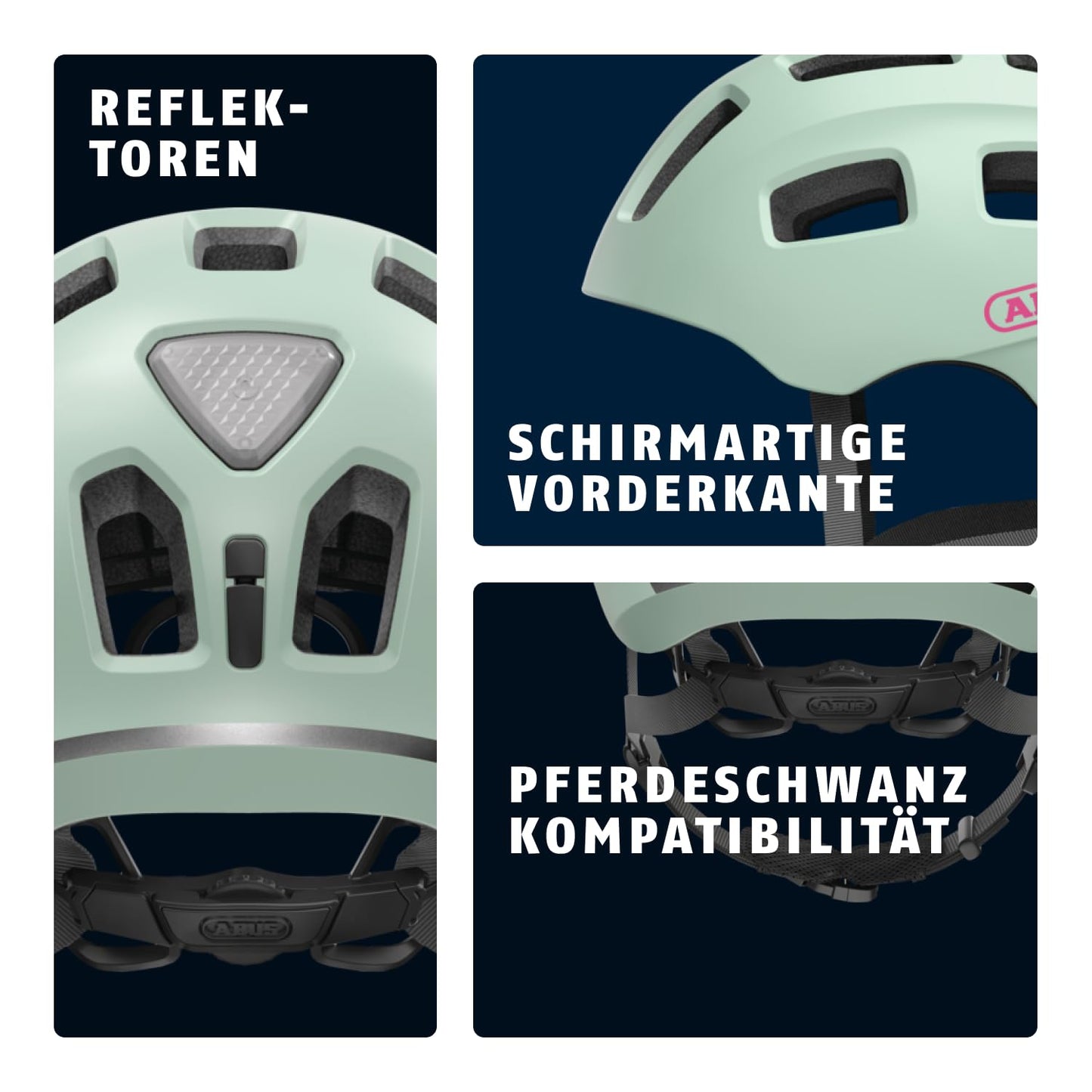 ABUS Youn-I 2.0 bicycle helmet - with light for children, teenagers and young adults - girls, boys - mint, size S, mint (iced mint), S (48-54 cm) - 91892