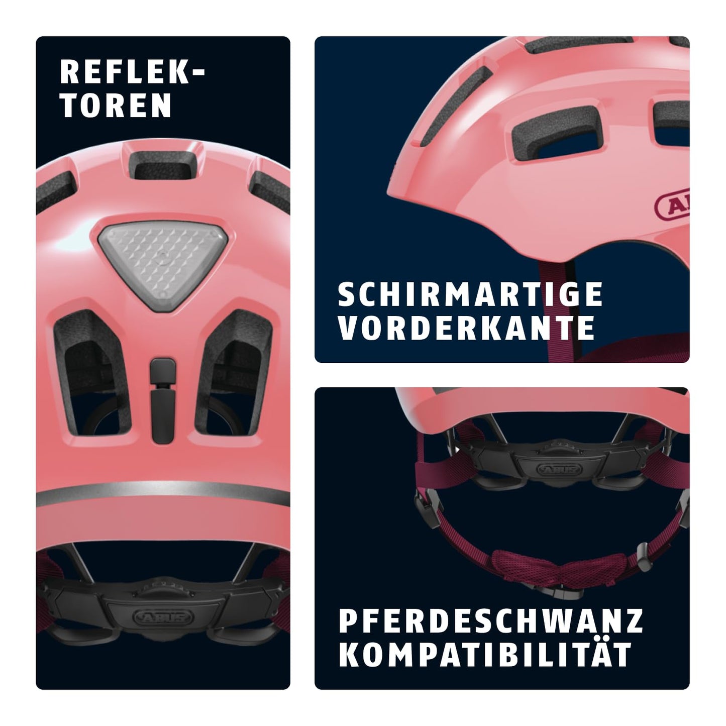 ABUS Youn-I 2.0 bicycle helmet - with light for children, teenagers and young adults - for girls and boys - coral, size M - 40157