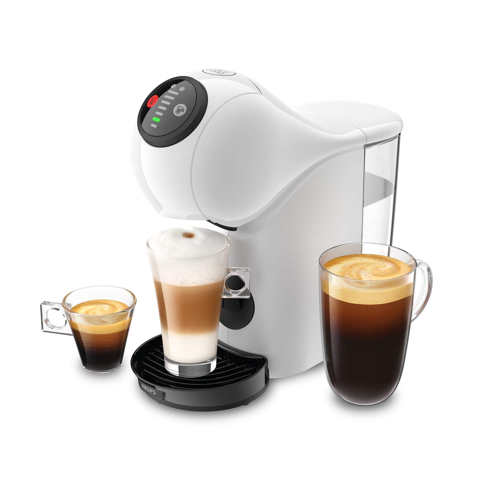 NESCAFÉ Dolce Gusto Genio S Basic de la Krups, aparat de cafea compact cu capsule, presiune 15 bari, capacitate 0,8 litri, mod Eco, avertizare automată de detartraj, alb, KP2431