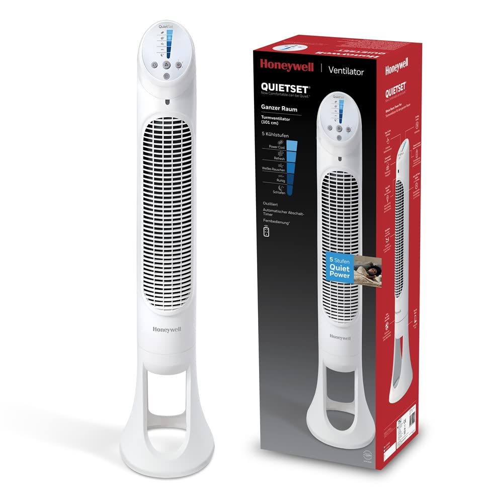 Honeywell QuietSet Oscillating Tower Fan White