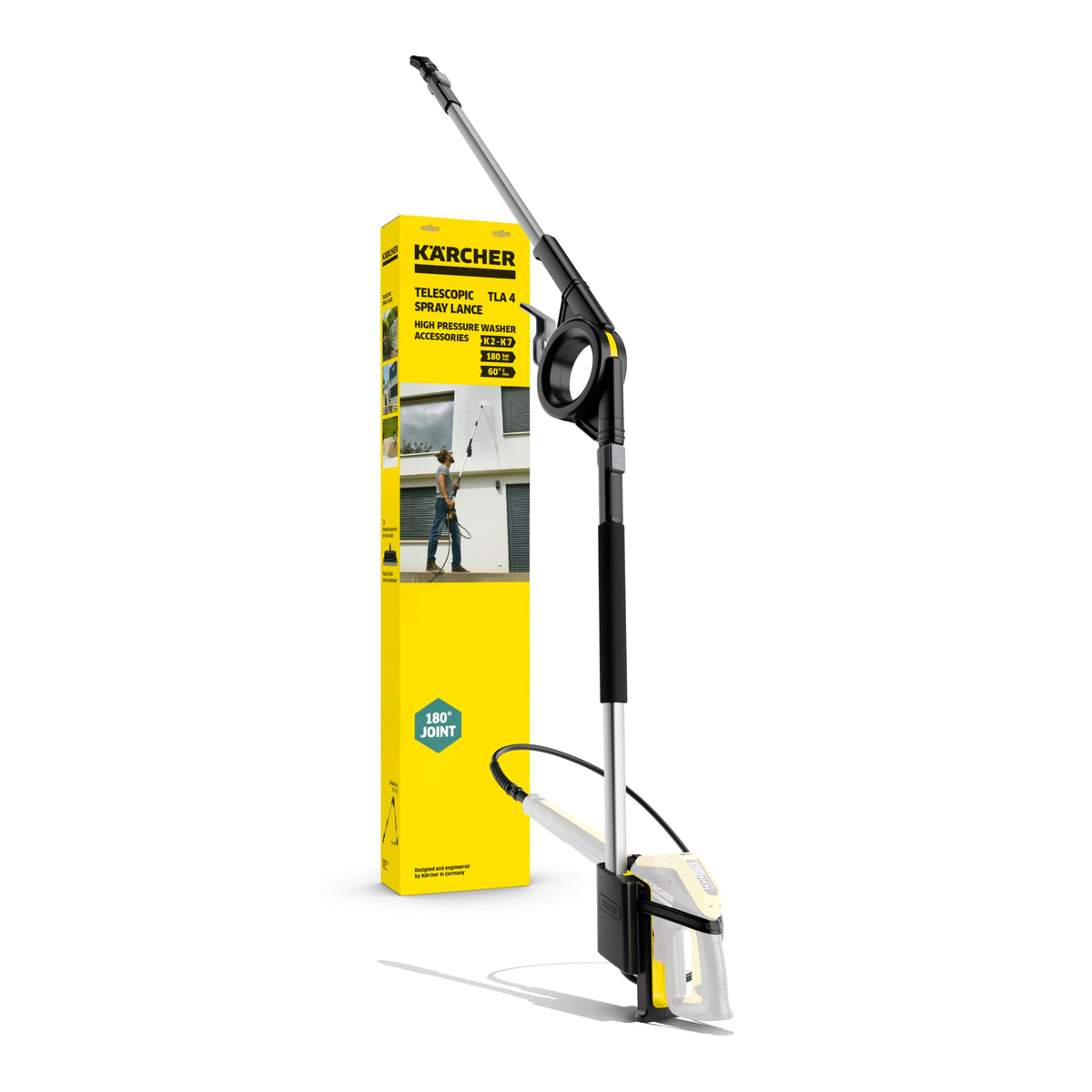 Kärcher TLA 4 Telescopic Spray Lance, easy cleaning of facades, carports, or conservatories with the high-pressure cleaner thanks to the telescopic spray lance, infinitely adjustable up to a maximum of 3.70 m. - 2.644-190.0