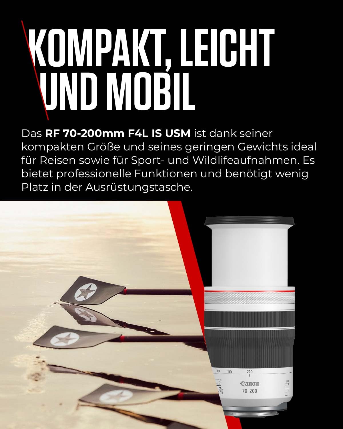Canon RF 70-200mm F4L IS USM Obiectiv | Deschidere constantă a diafragmei de 1:4, design compact și ușor, rezistent la intemperii, compatibil cu toate camerele Canon din seria EOS R - 4318C005