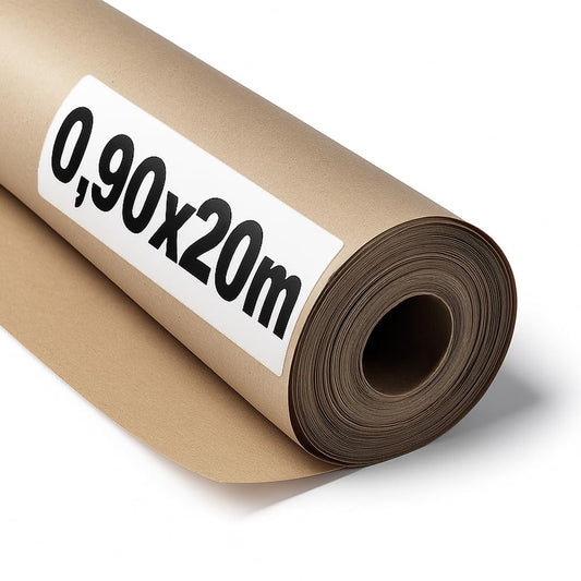 OFITURIA natural brown kraft paper 70 g/m² - roll 0.90x20 m - pack of 6 rolls - recycled paper for packaging, crafts and decoration - tear-resistant - suitable for acrylic and oil paints - COM620