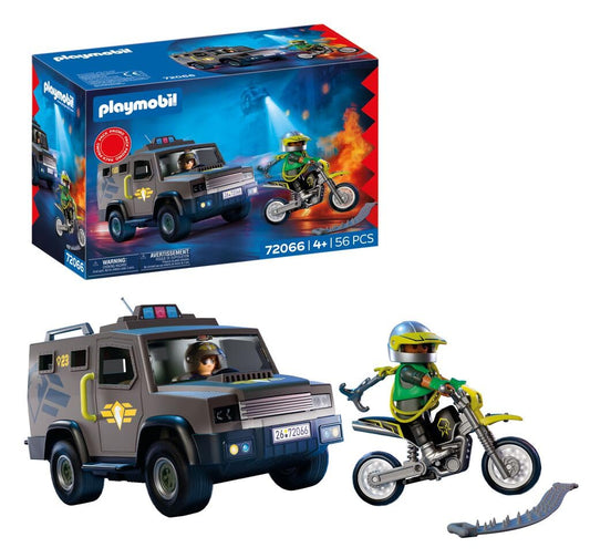 PLAYMOBIL City Action SWAT vehicle | With police officer, criminal motorcycle and nail tape | Children's toys from 4 years | 72066