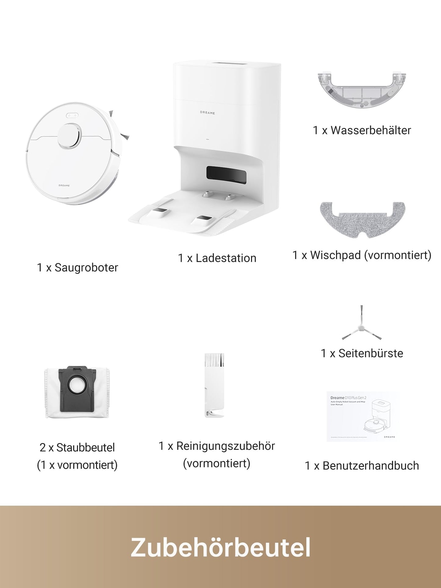 dreame D10 Plus Gen 2 vacuum robot with wiping function, automatic dust emptying, stores dust for up to 90 days, LiDAR navigation, 6000 Pa suction power for carpets and animal hair, 285-minute battery - RLD32GD