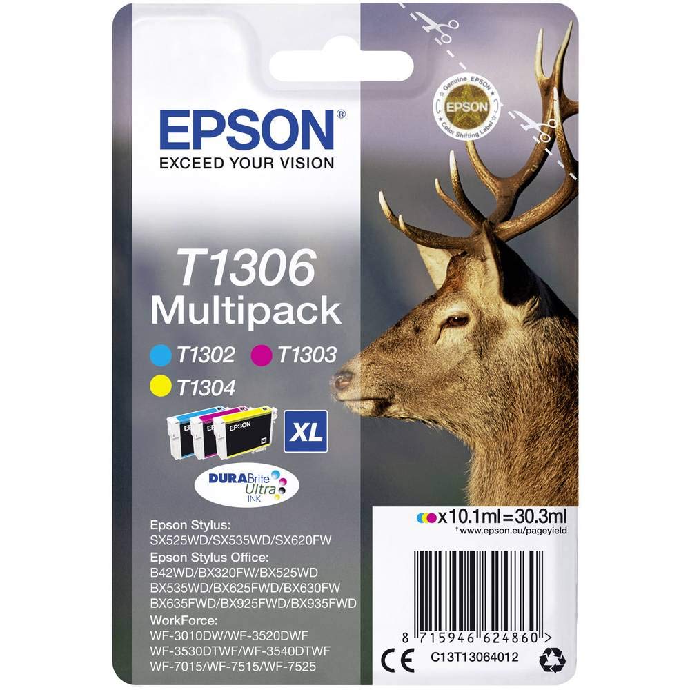 Epson 235M237 Original T1306 Ink Hirsch (BX320FWSX620FWBX/SX525WDBX625FWDBX305FWB42WDBX925FWDBX635FWDBX535WDSX435/440WBX630FWSX235WWF701575157525301035203540) Multipack 3-color