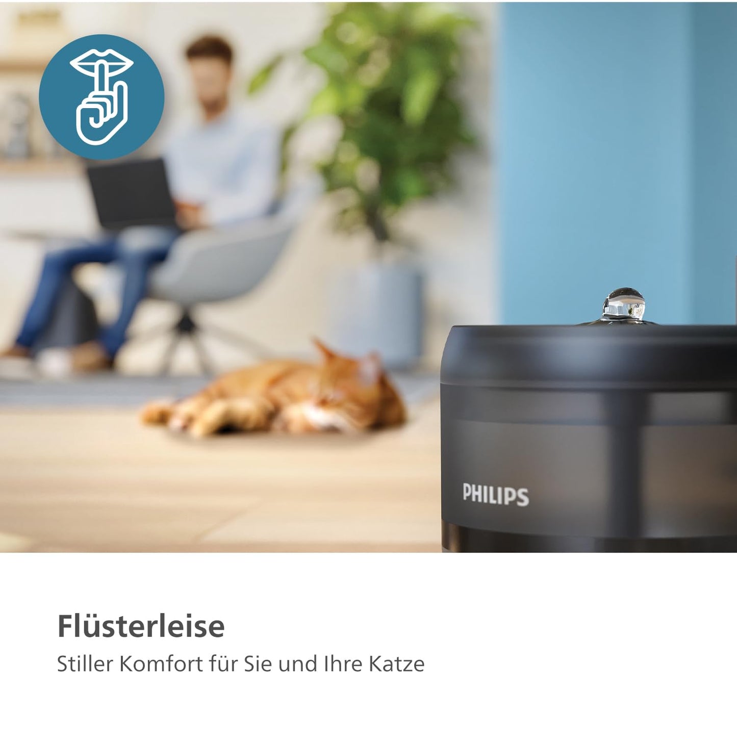Philips Pet Series Cat Fountain, Smart Drinking Fountain, Leak Protection, Refill Monitoring, Motion Activation, Whisper Quiet (PAW3210/02)