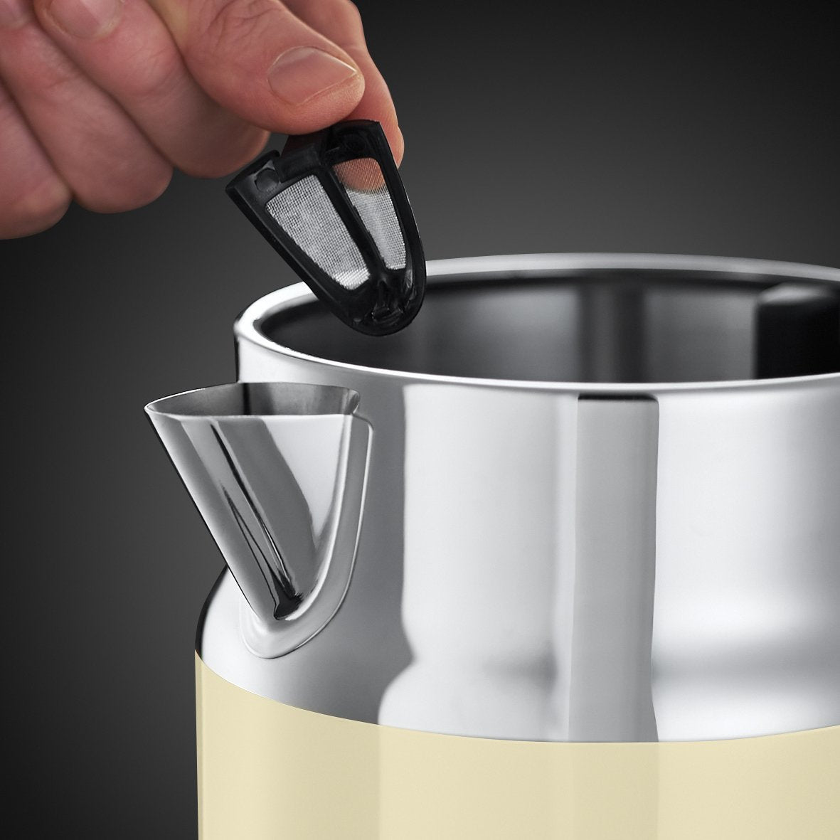 Russell Hobbs Kettle, 1.7 l, 2400W, Cream and Polished Stainless Steel - 21670-70