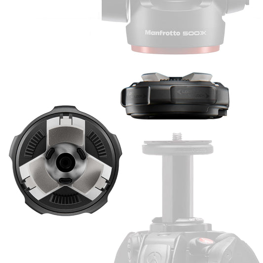 Manfrotto XCHANGE Base, quick-change base, universal 3/8" thread, up to 20 kg, compatible with XCHANGE plate and XCHANGE heads, for photo & video - MAONEQR-BASE