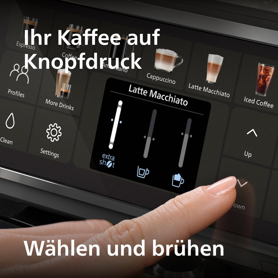 PHILIPS Series 5500 fully automatic coffee machine - LatteGo milk system, 20 hot and cold coffee specialties, 40% quieter with SilentBrew, QuickStart, black and silver (EP5546/70)
