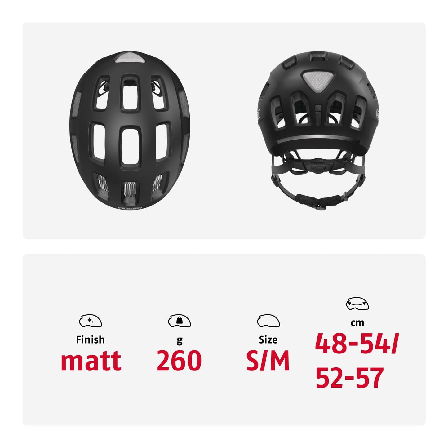 ABUS Youn-I 2.0 bicycle helmet - with light for children, teenagers and young adults - for girls and boys - matt black, size S - 40150