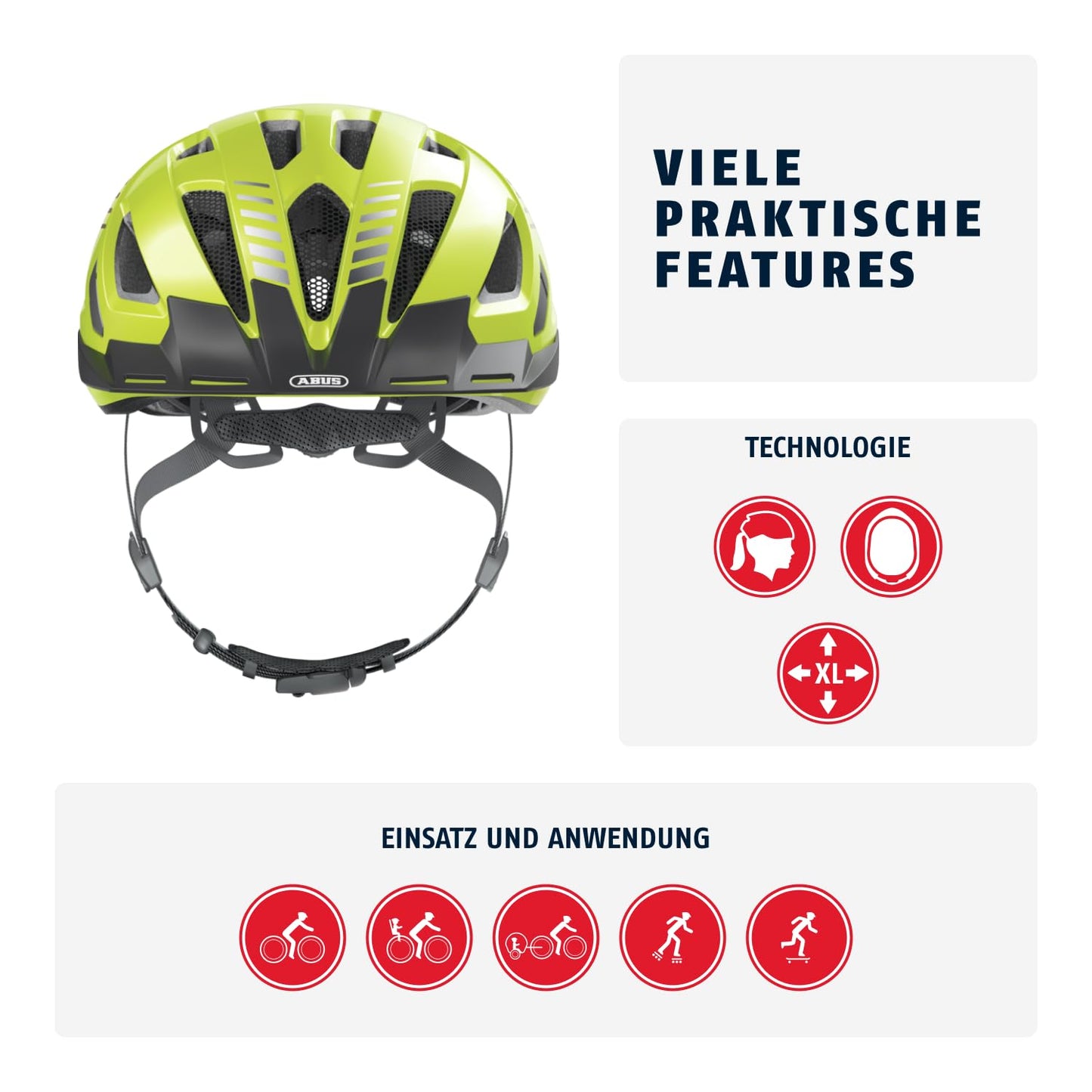 ABUS 86868 bicycle helmet, yellow (Signal Yellow), L (56-61 cm)