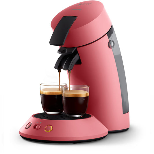 Philips Senseo Original Plus coffee pod machine, coffee strength selection, Coffee Boost technology, recycled plastic, soft red (CSA210/35)