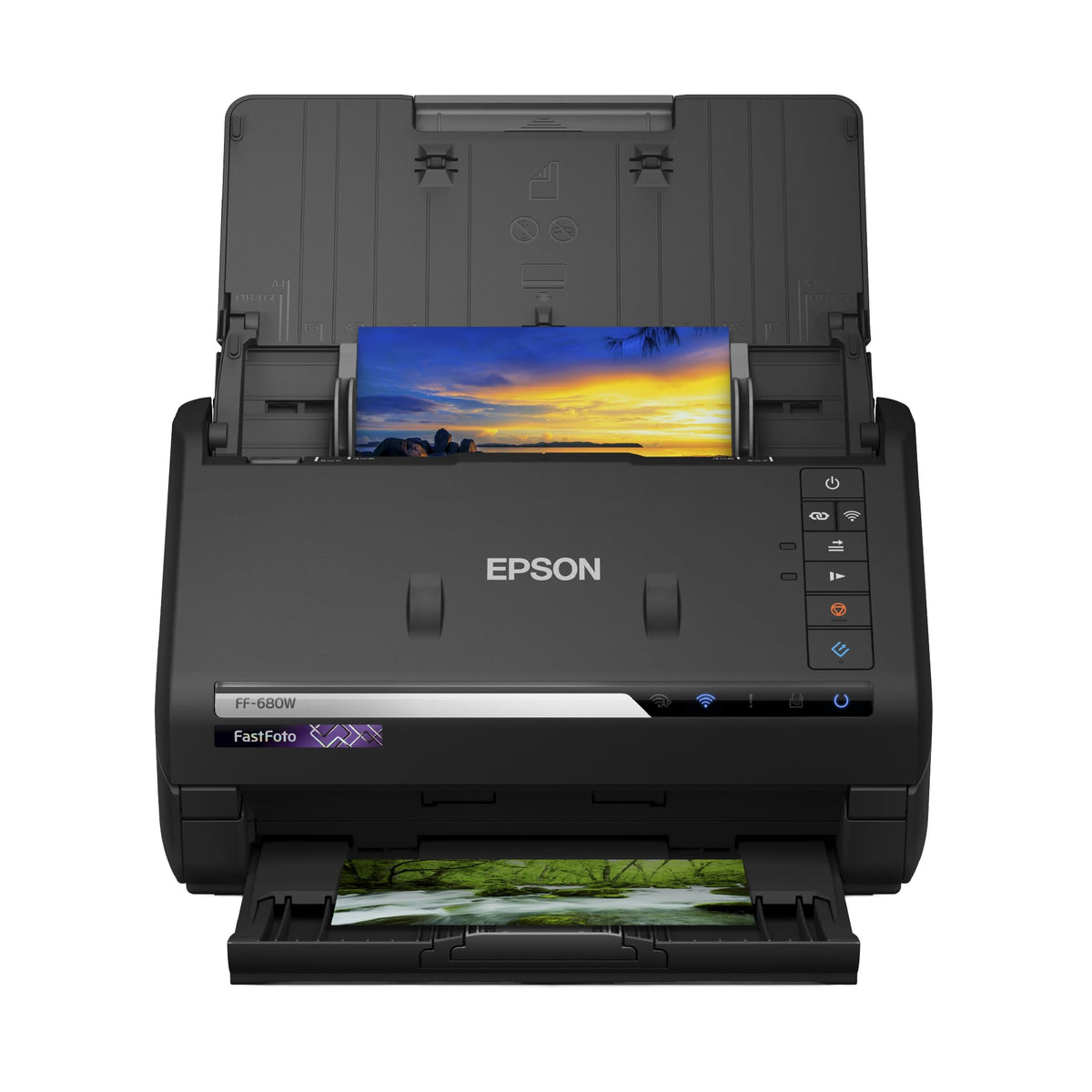 Epson FastFoto FF-680W Scanner (scans 10 x 15 photos in one second, up to DIN A4, double-sided scanning, automatic alignment, cropping and optimization, easily save images) - B11B237401