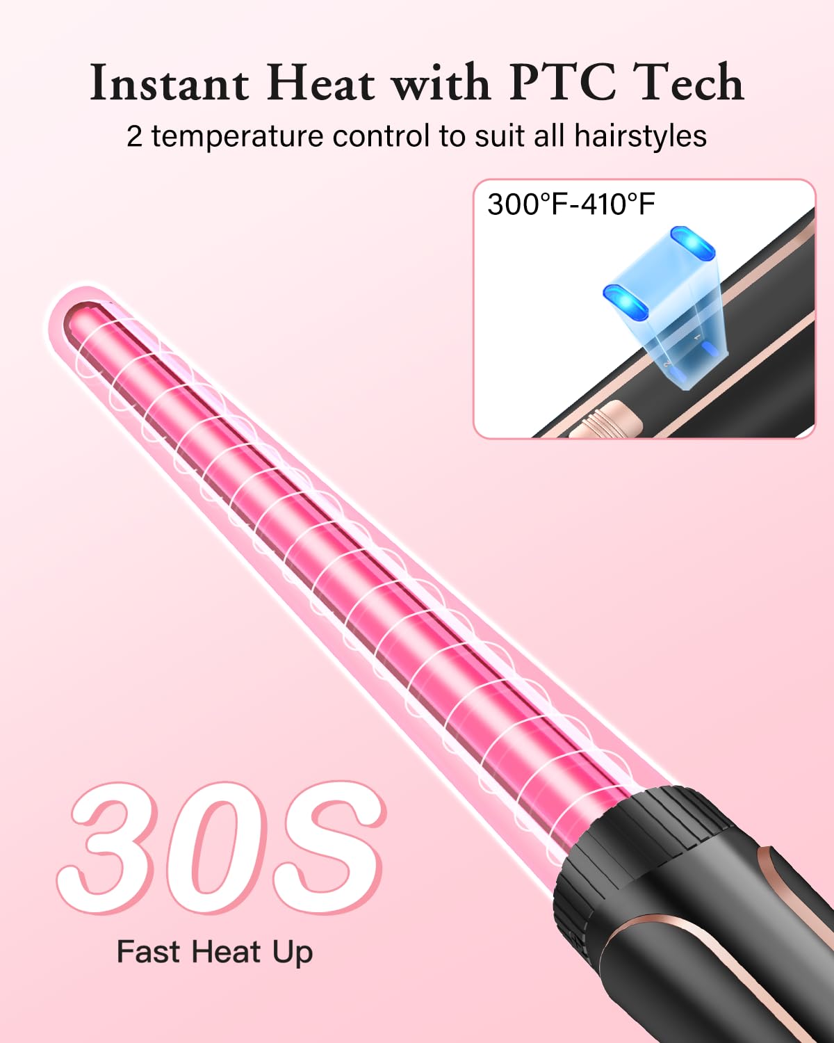 Curling iron curling irons 3 barrels wave iron 5 in 1 - curling iron set 3 barrels for large waves, temperature setting, quick heating and a glove, 2 clips, black - MD-J18
